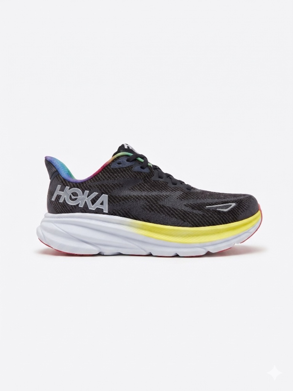 Hoka Clifton 9 Wide Women's 7.5 Running Shoes Black Rainbow 1132211 BAAB